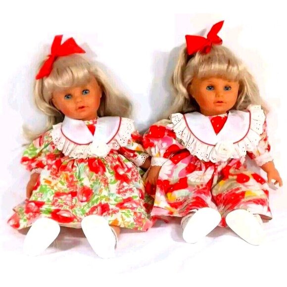 Max Zapf Creation Ballica Doll Twins ? Vintage 1980s 20" Ribbons and Lac… - Picture 8 of 16